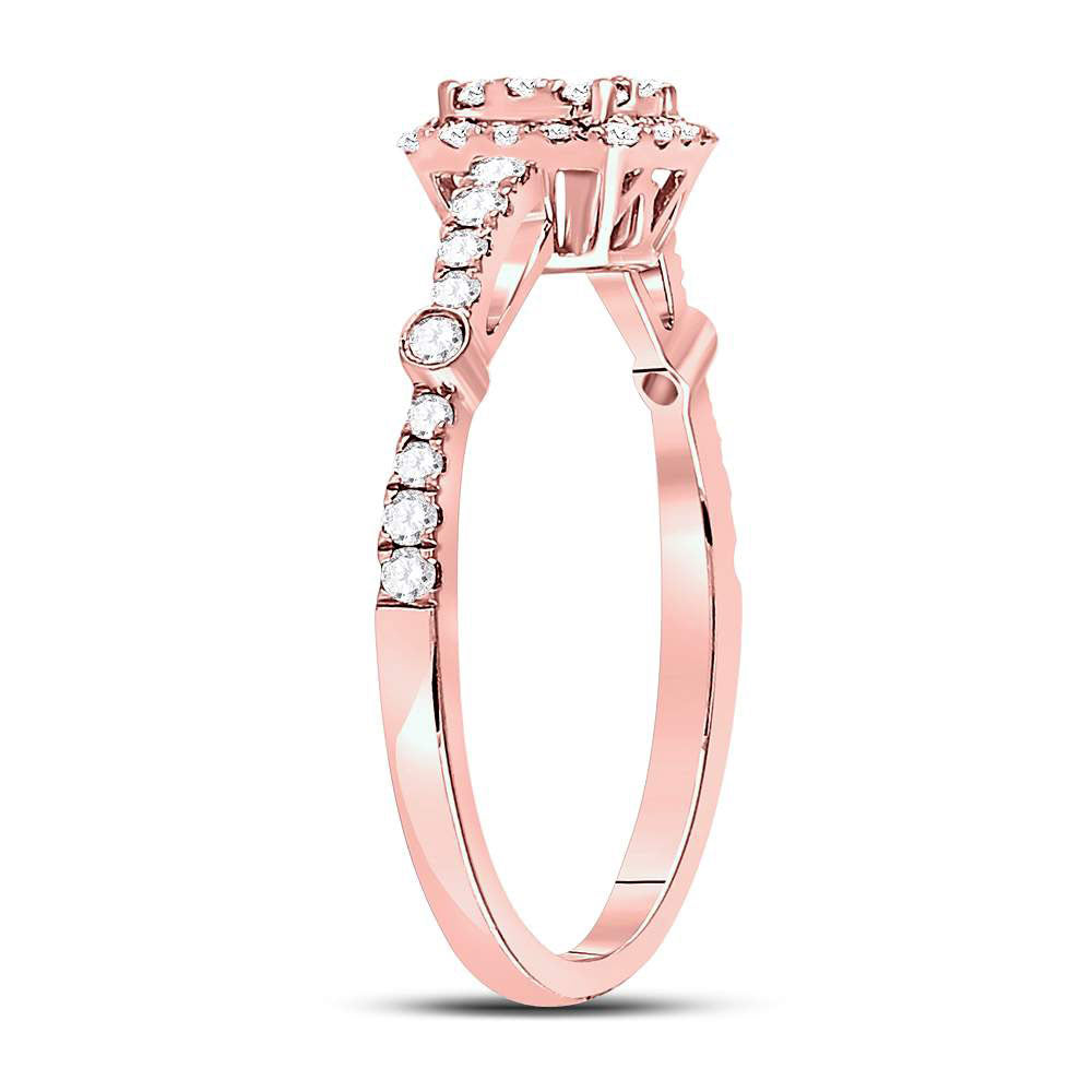 14K Rose Gold Round Diamond Square Cluster Bridal Wedding Engagement Ring 1/2 Cttw, Womens Size: 5-10
