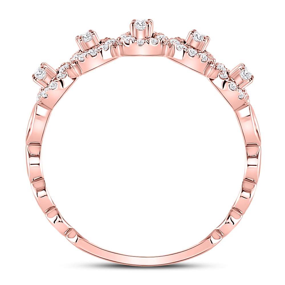 10K Rose Gold Womens Round Diamond Halo Stackable Band Ring 1/3 Cttw, Womens Size: 5-10