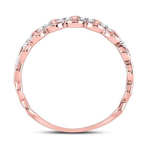 10K Rose Gold Womens Round Diamond Link Stackable Band Ring 1/8 Cttw, Womens Size: 5-10