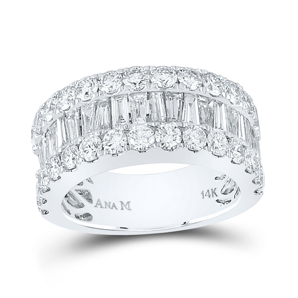 14K White Gold Womens Baguette Diamond Anniversary Ring 3 Cttw, Womens Size: 5-10