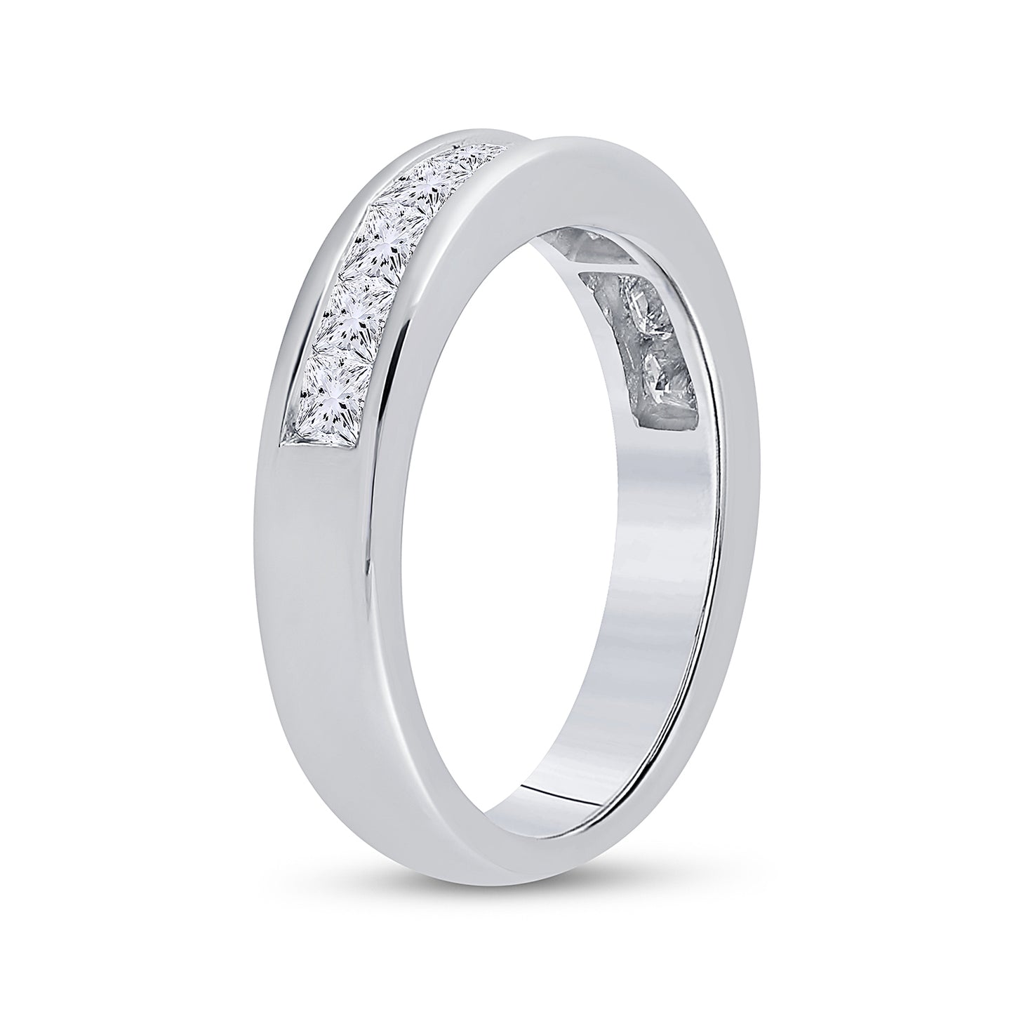 14K White Gold Womens Princess Channel-set Diamond Single Row Wedding Band 1 Cttw, Womens Size: 5-10