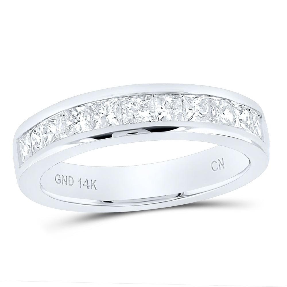 14K White Gold Womens Princess Channel-set Diamond Single Row Wedding Band 1 Cttw, Womens Size: 5-10