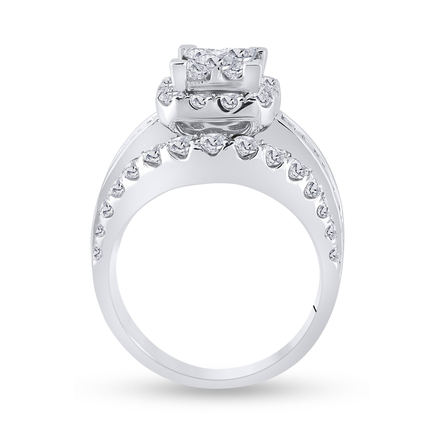 14K White Gold Princess Diamond Halo Bridal Wedding Engagement Ring 3 Cttw, Womens Size: 5-10
