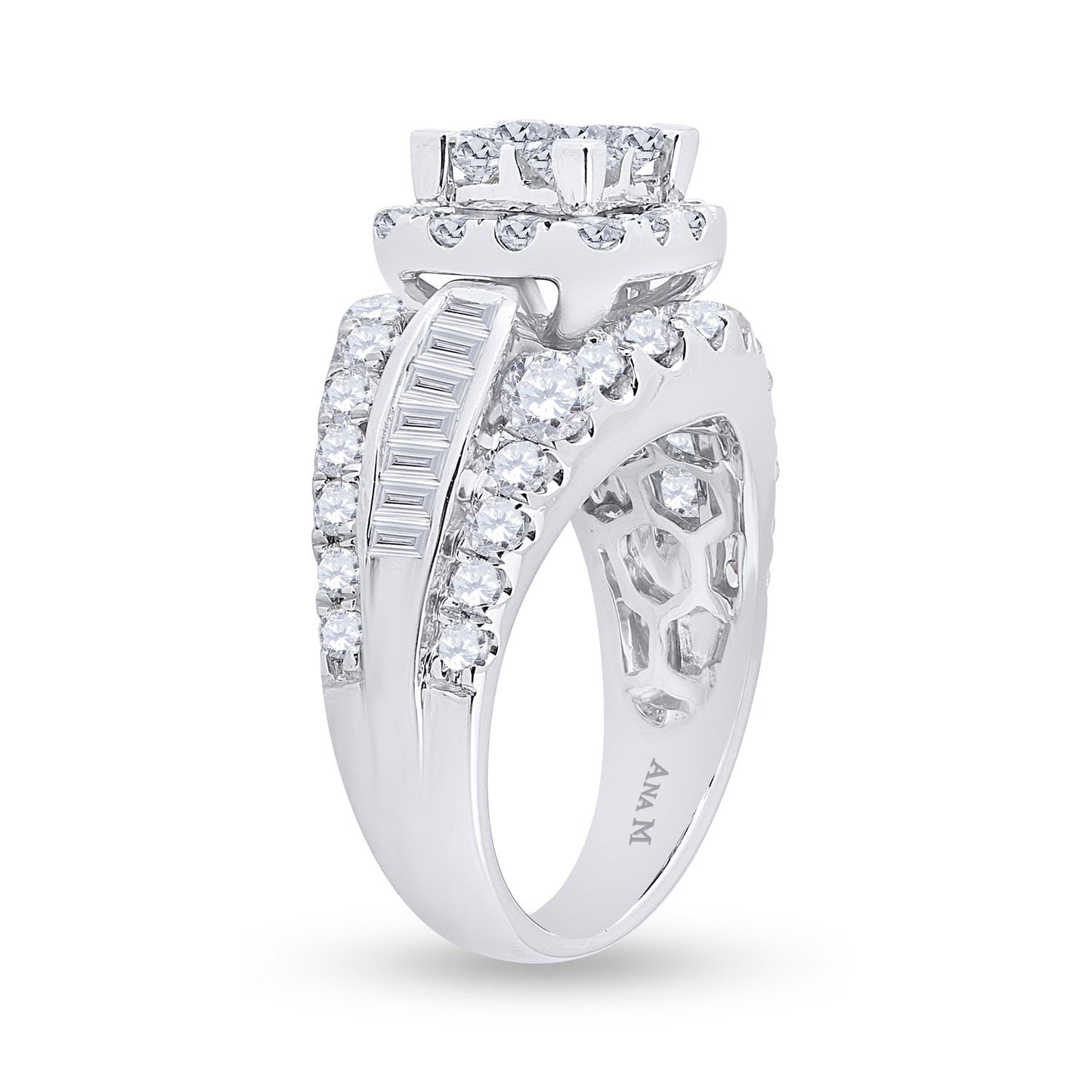 14K White Gold Princess Diamond Halo Bridal Wedding Engagement Ring 3 Cttw, Womens Size: 5-10