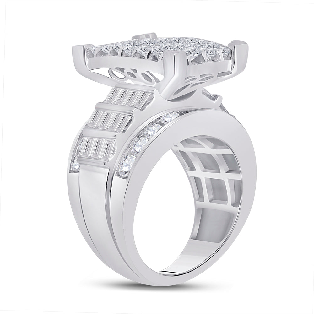 14K White Gold Princess Diamond Cluster Bridal Wedding Engagement Ring 5 Cttw, Womens Size: 5-10