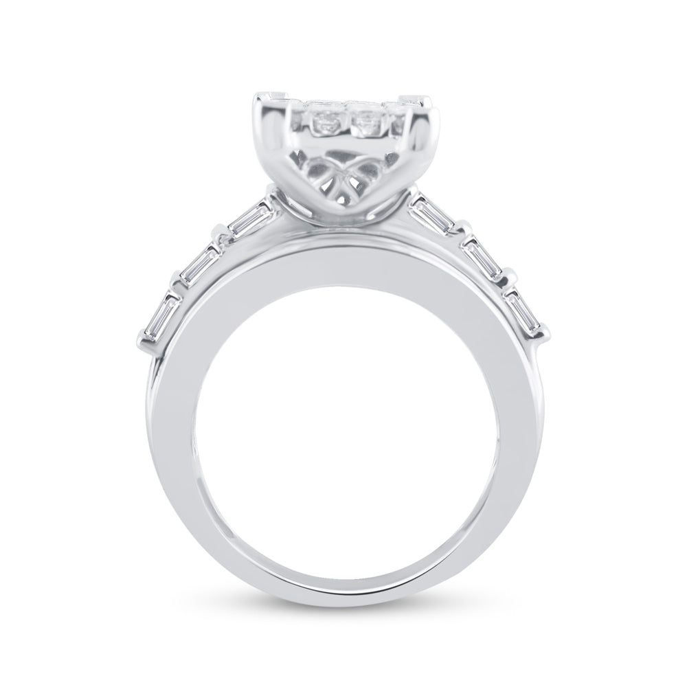 14K Yellow Or White Gold Princess Diamond Cluster Bridal Wedding Engagement Ring 4 Cttw, Womens Size: 5-10