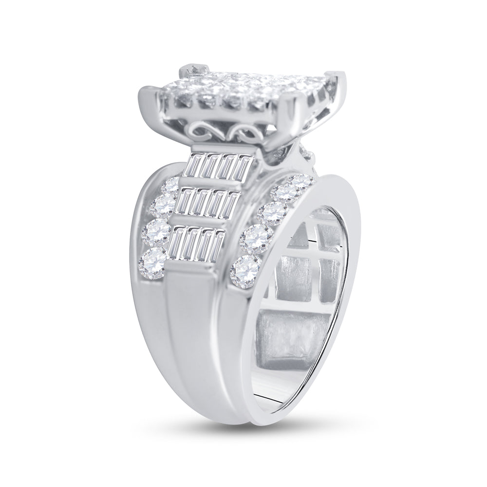 14K Yellow Or White Gold Princess Diamond Cluster Bridal Wedding Engagement Ring 4 Cttw, Womens Size: 5-10
