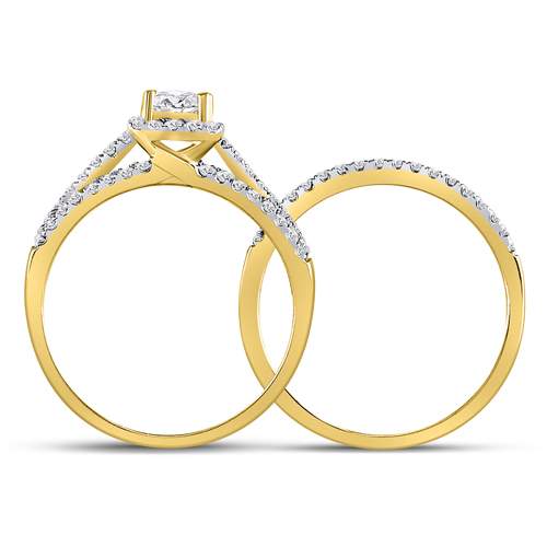 14K Yellow Gold Princess Dia. Bridal Wedding Ring Band Set 1ctw, Women's Size: 5-10
