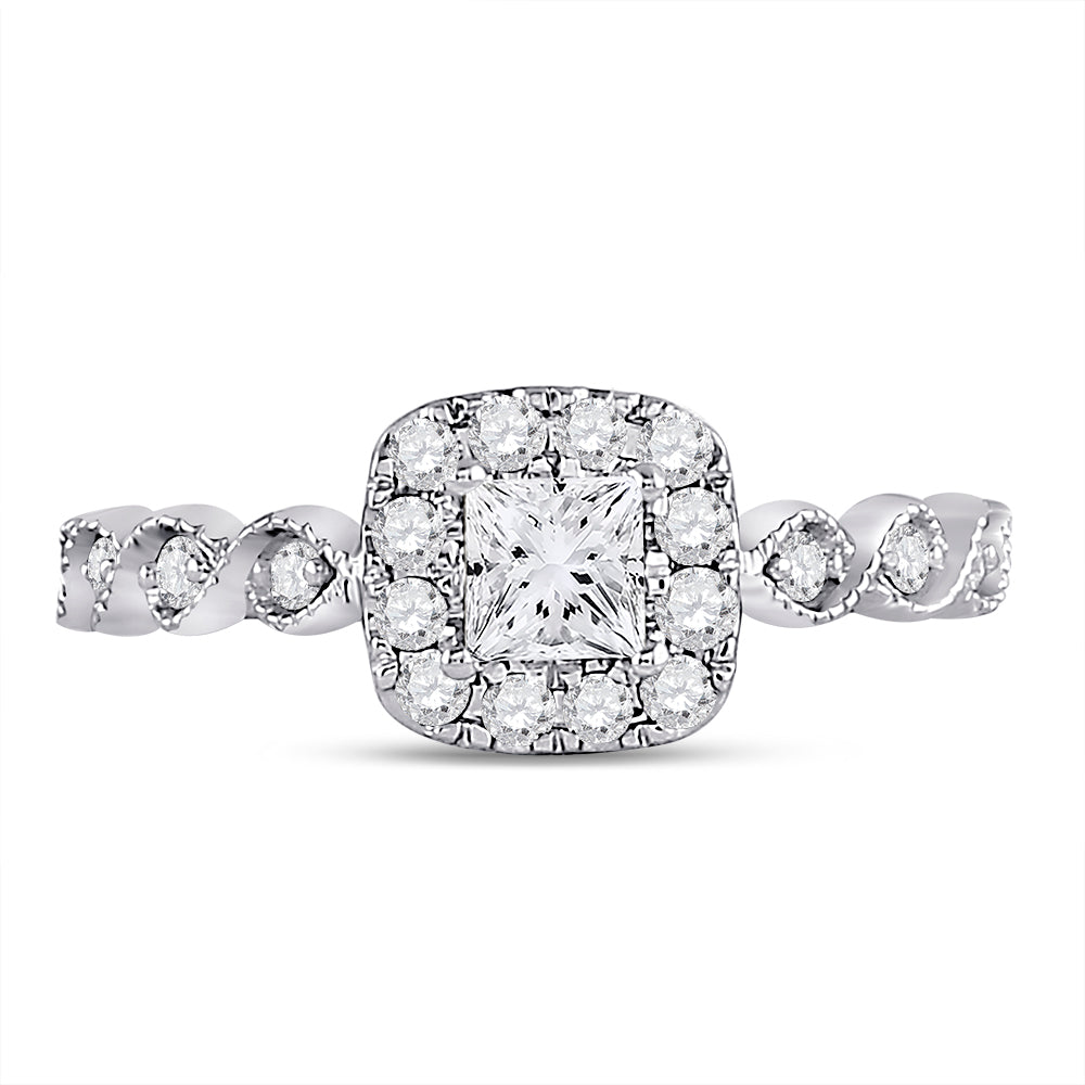 14K Two-tone Gold Princess Diamond Solitaire Bridal Wedding Engagement Ring 3/4 Cttw, Womens Size: 5-10