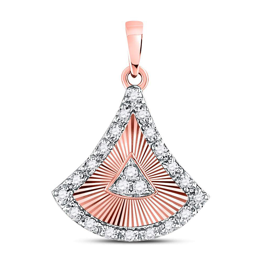 10K Rose Gold Womens Round Diamond Fashion Pendant 1/6 Cttw