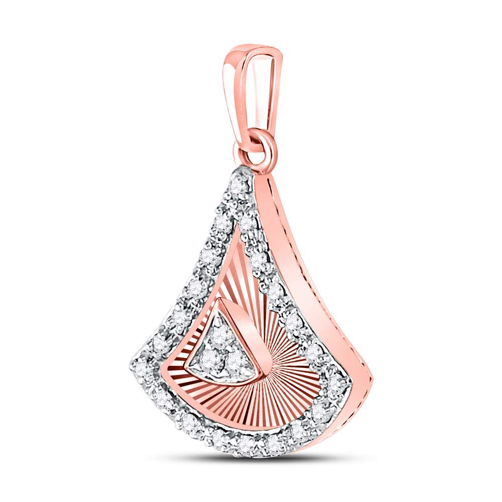 10K Rose Gold Womens Round Diamond Fashion Pendant 1/6 Cttw