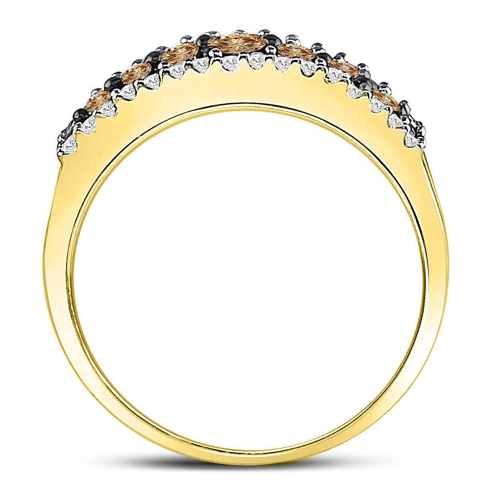 14K Yellow Gold Womens Round Brown Diamond Band Ring 1/2 Cttw, Womens Size: 5-10