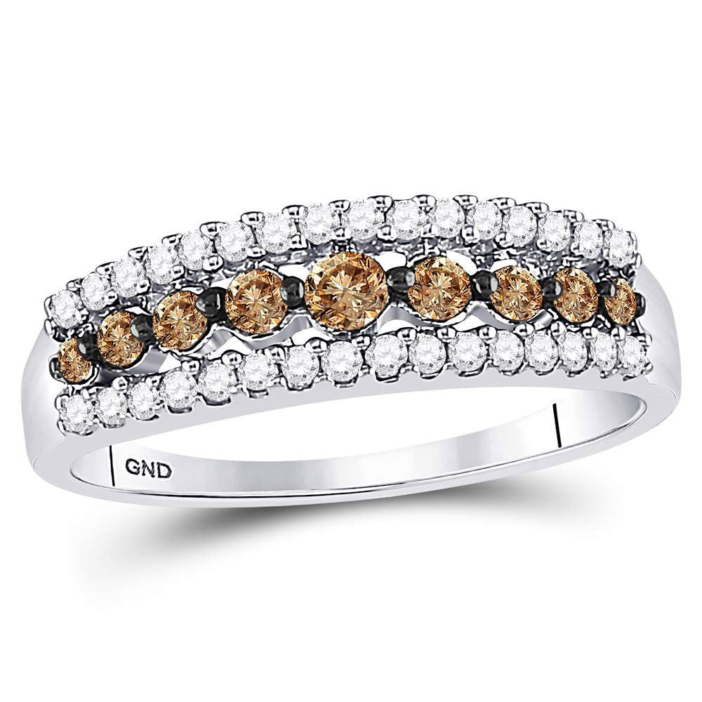 10K Yellow Or White Gold Womens Brown Diamond Band Ring 1/2 Cttw