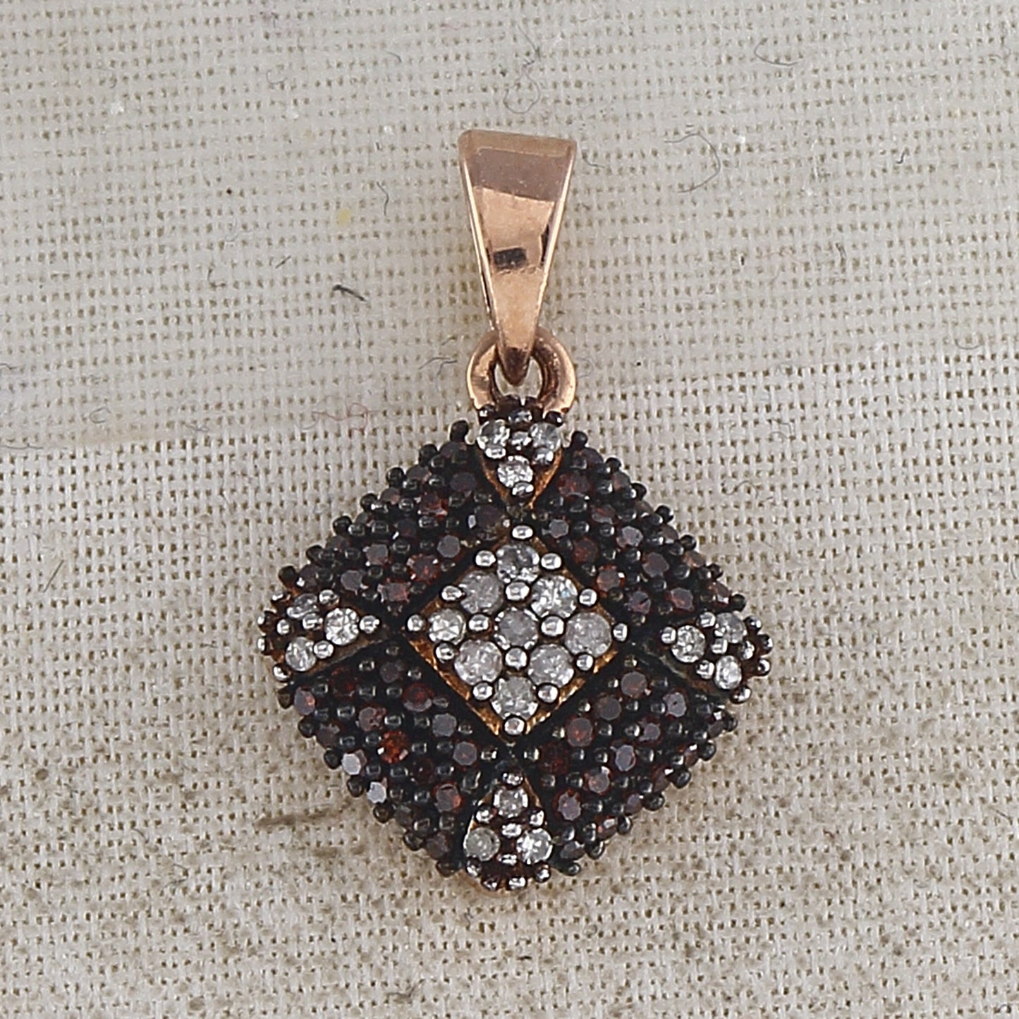 10kt Rose Gold 1/4ctw Diamond Fashion Red Pendant
