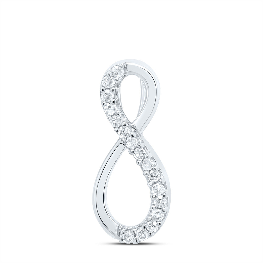 10K White Gold Womens Round Diamond Infinity Pendant 1/10 Cttw, Length: 0.65 In, Width: 0.28 In