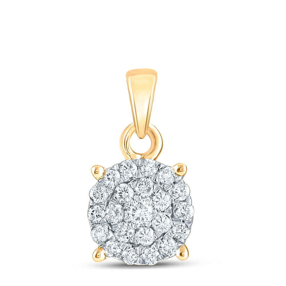10K Yellow Or White Gold Womens Round Diamond Cluster Pendant 1/4 Cttw