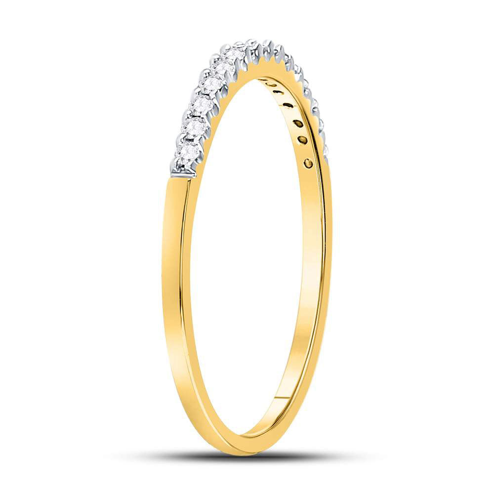 14k Yellow Or White Gold Round Diamond Womens Slender Stackable Wedding Band 1/6 Cttw
