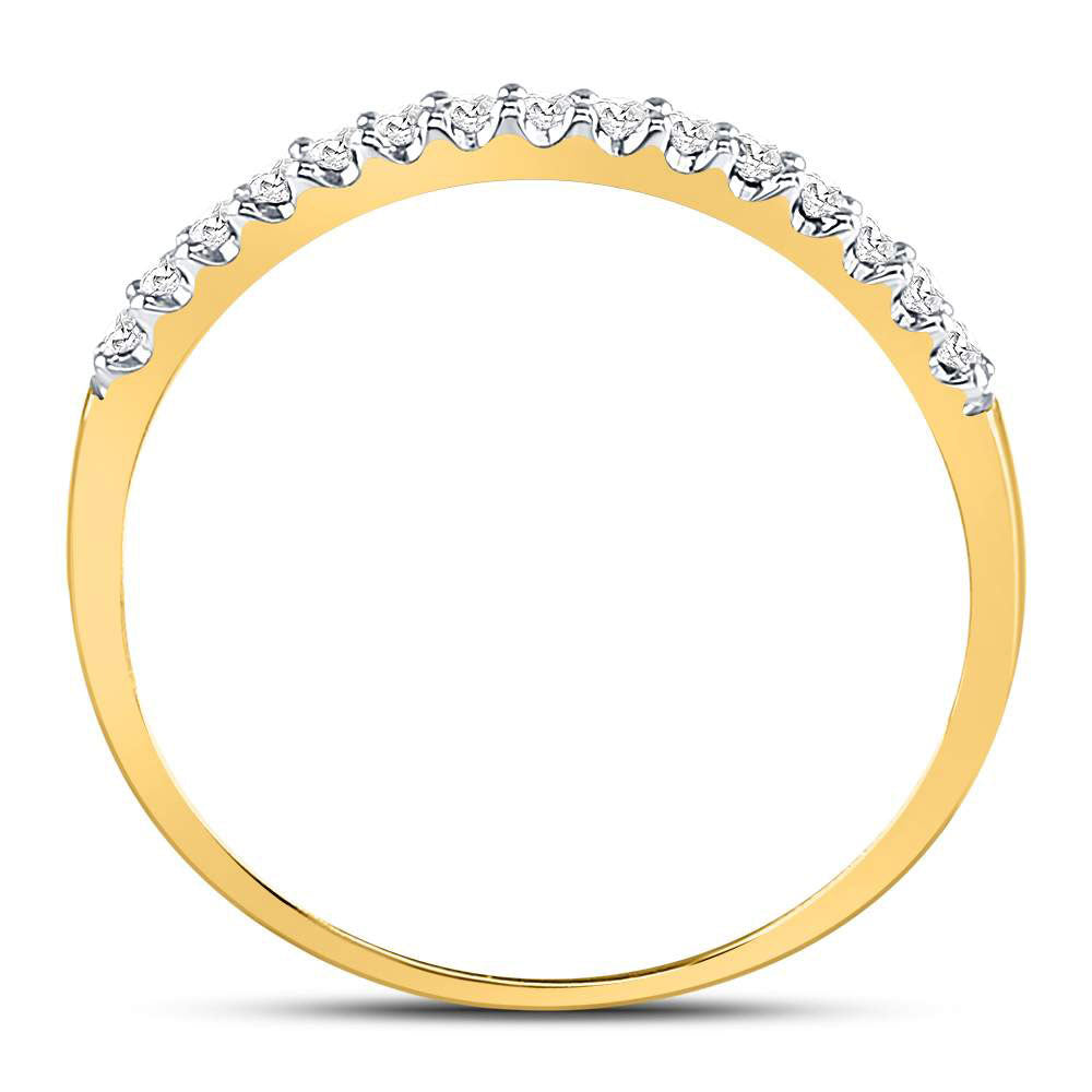 14k Yellow Or White Gold Round Diamond Womens Slender Stackable Wedding Band 1/6 Cttw