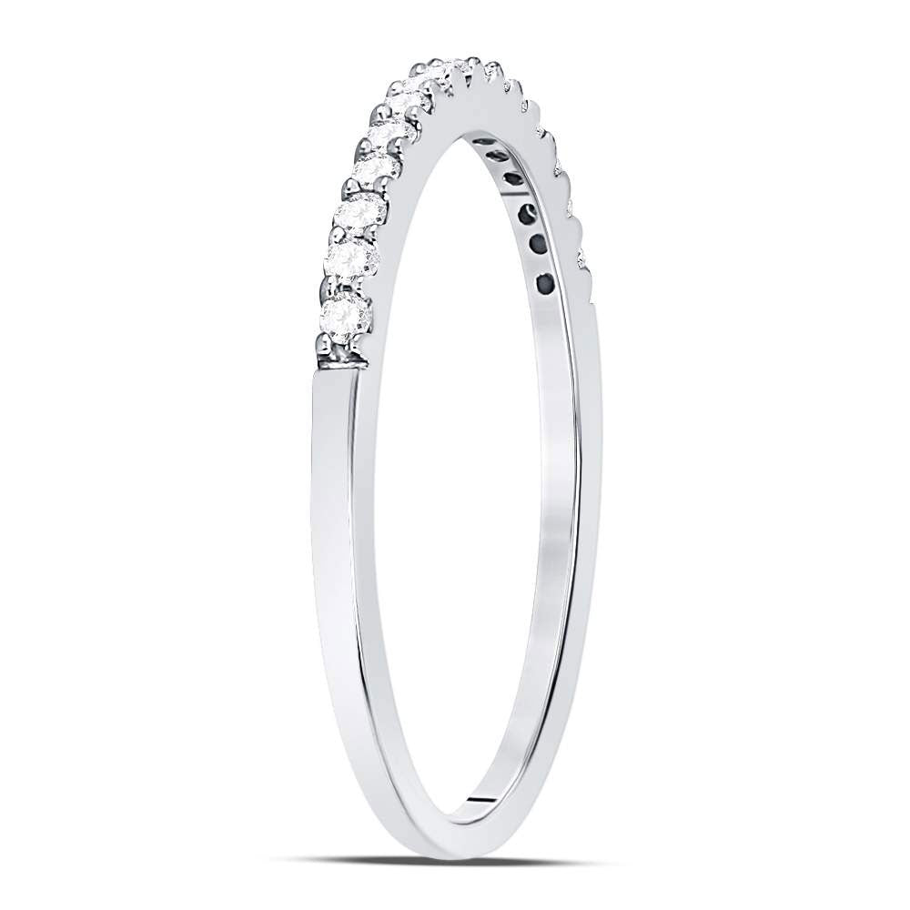 14K White Or Yellow Gold Womens Round Dia. Wedding Single Row Band , Womens Size: 5-10
