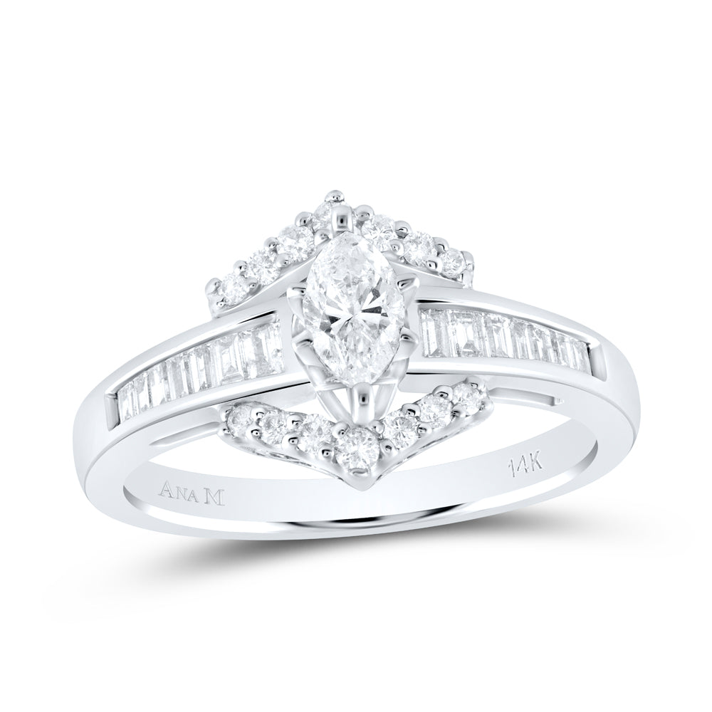 14K White Gold Marquise Diamond Solitaire Bridal Wedding Engagement Ring 3/4 Cttw, Womens Size: 5-10