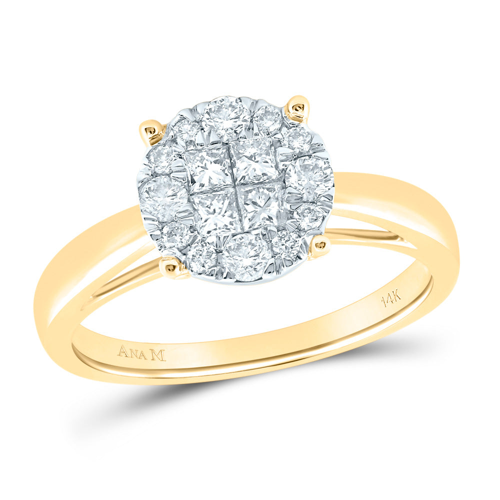 14K Yellow Or White Gold Princess Diamond Bridal Wedding Engagement Ring 1/2 Cttw, Womens Size: 5-10