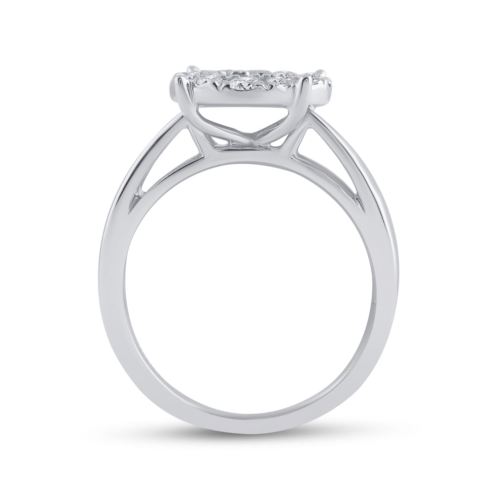 14K White Gold Princess Diamond Cluster Bridal Wedding Engagement Ring 1ctw, Womens Size: 5-10