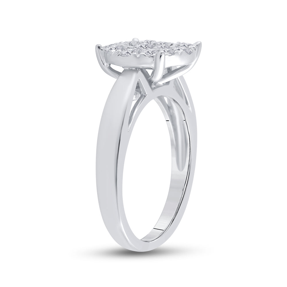 14K White Gold Princess Diamond Cluster Bridal Wedding Engagement Ring 1ctw, Womens Size: 5-10