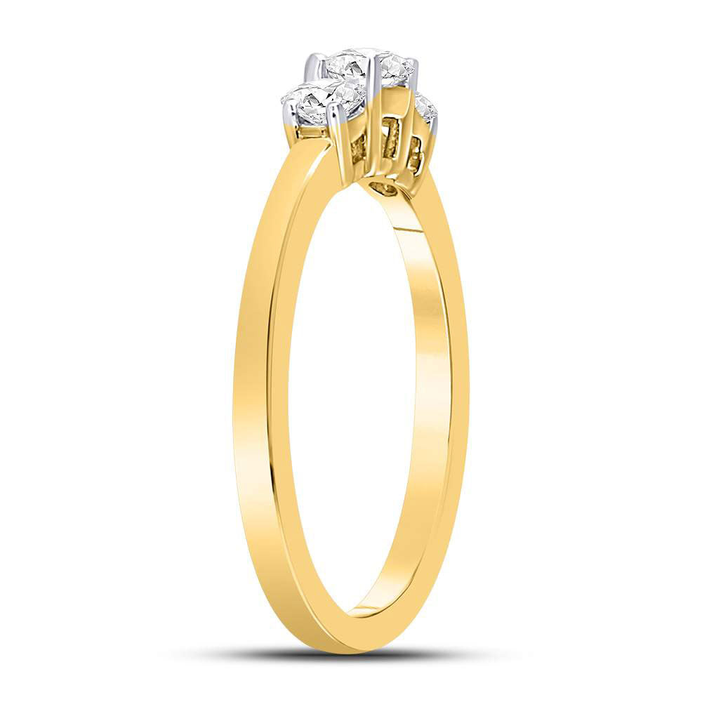 14kt Yellow Gold Womens Round Diamond 3-stone Bridal Wedding Engagement Ring 1/2ctw