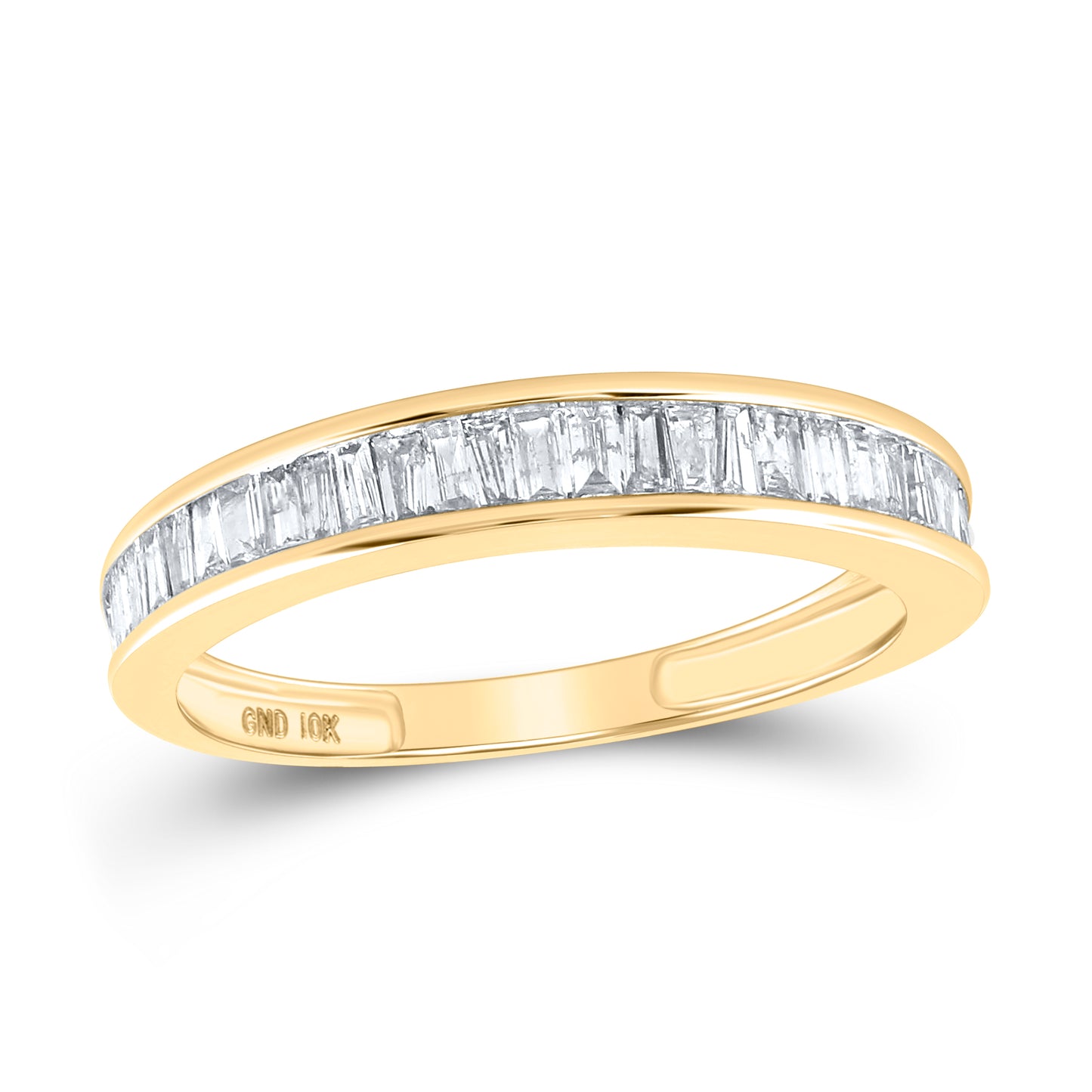 10K Yellow Or White Gold Womens Baguette Diamond Wedding Band 1/2 Cttw, Womens Size: 5-10