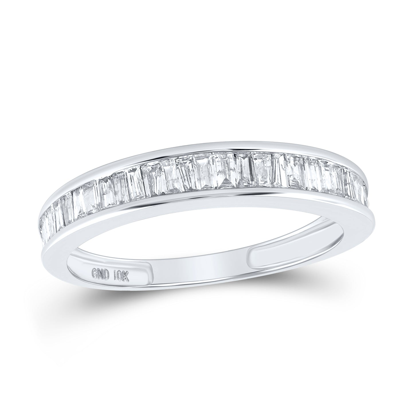 10K Yellow Or White Gold Womens Baguette Diamond Wedding Band 1/2 Cttw, Womens Size: 5-10