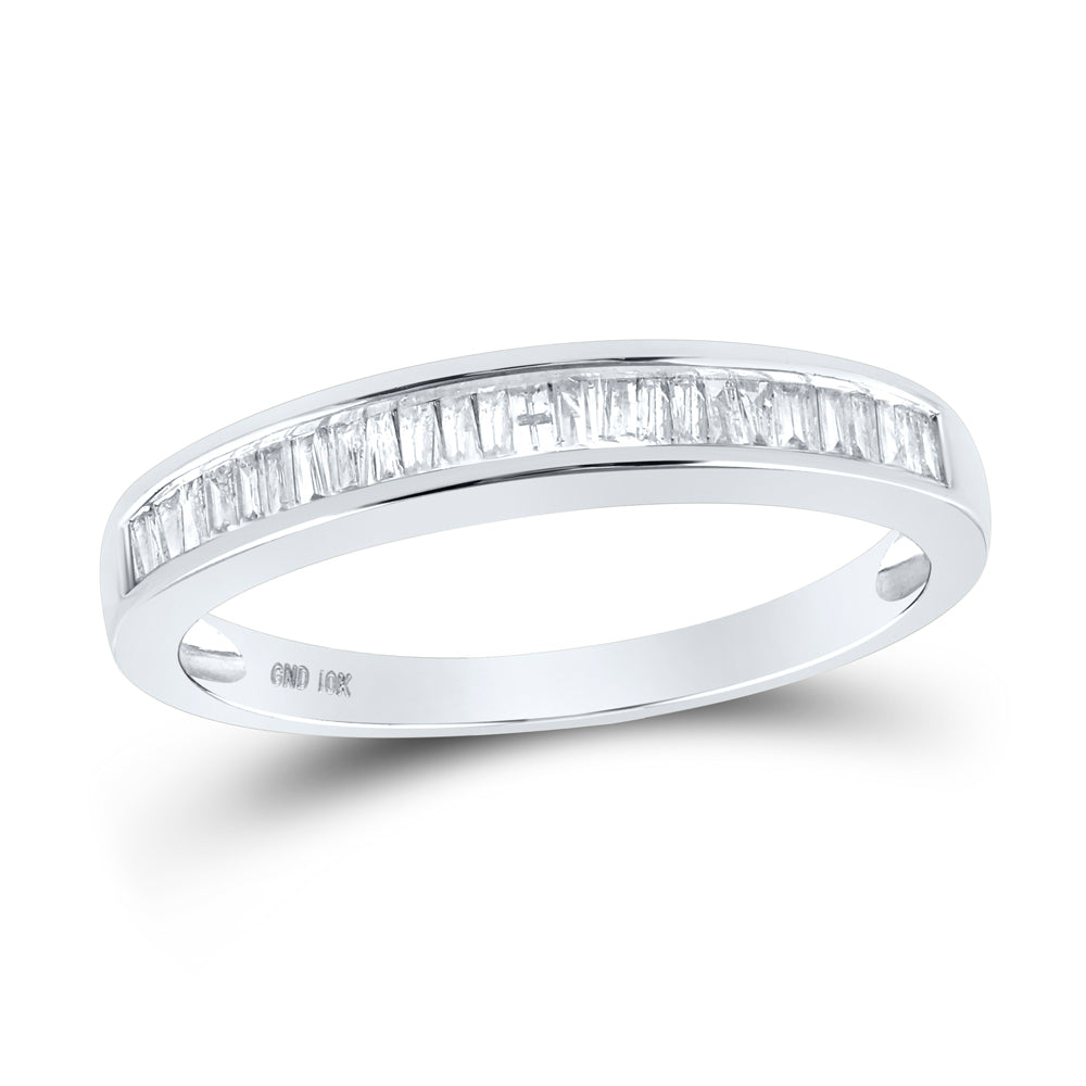 14K Yellow Or White Gold Womens Baguette Diamond Wedding Band 1/4 Cttw, Womens Size: 5-10