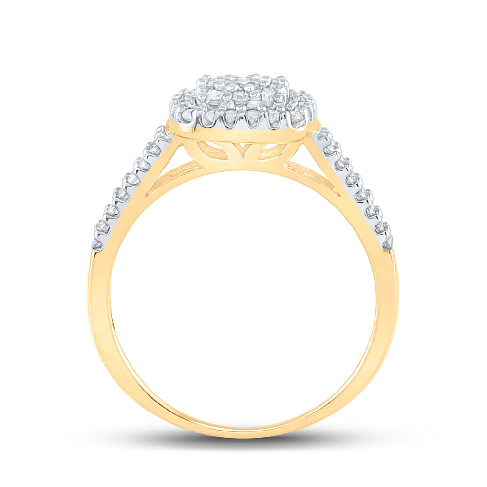 10K Yellow Gold Round Dia. Cluster Wedding Ring 1/2ctw, Women's Sz: 5-10
