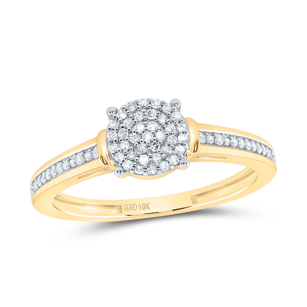 10K Yellow Gold Round Dia. Cluster Bridal Wedding Engagement Ring 1/5ctw, Women's Size: 5-10