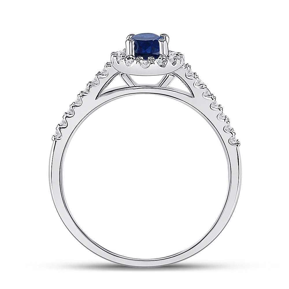 10K White Gold Womens Oval Synthetic Blue Sapphire Solitaire Ring 3/4 Cttw, Womens Size: 5-10