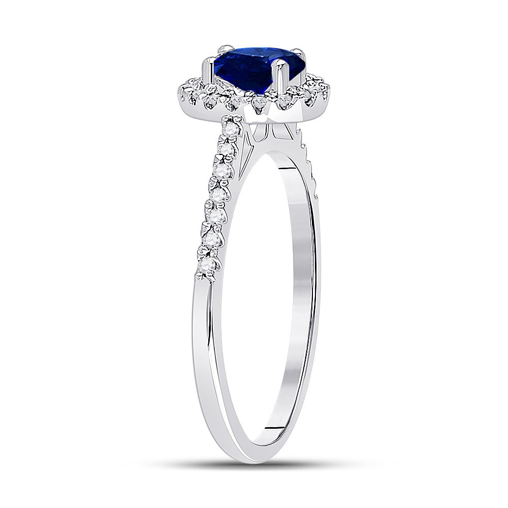 10K White Gold Womens Oval Synthetic Blue Sapphire Solitaire Ring 3/4 Cttw, Womens Size: 5-10