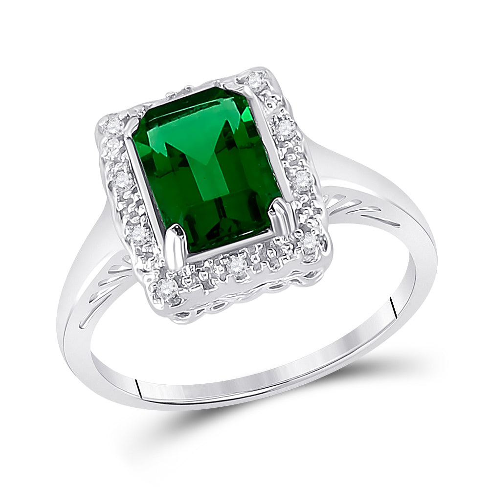 10K White Gold Womens Emerald Synthetic Emerald Solitaire Ring 1-4/5 Cttw, Womens Size: 5-10