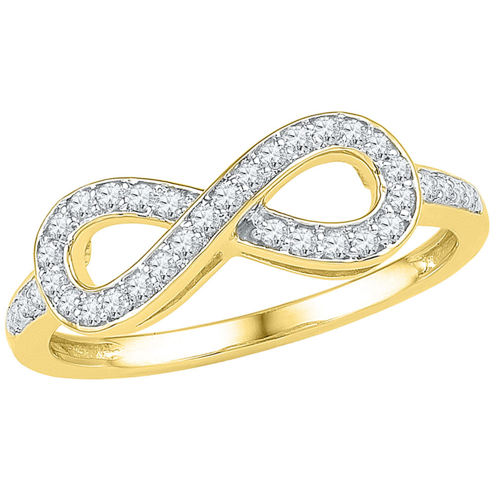 10K Yellow Gold Womens Round Diamond Infinity Ring 1/5 Cttw, Womens Size: 5-10