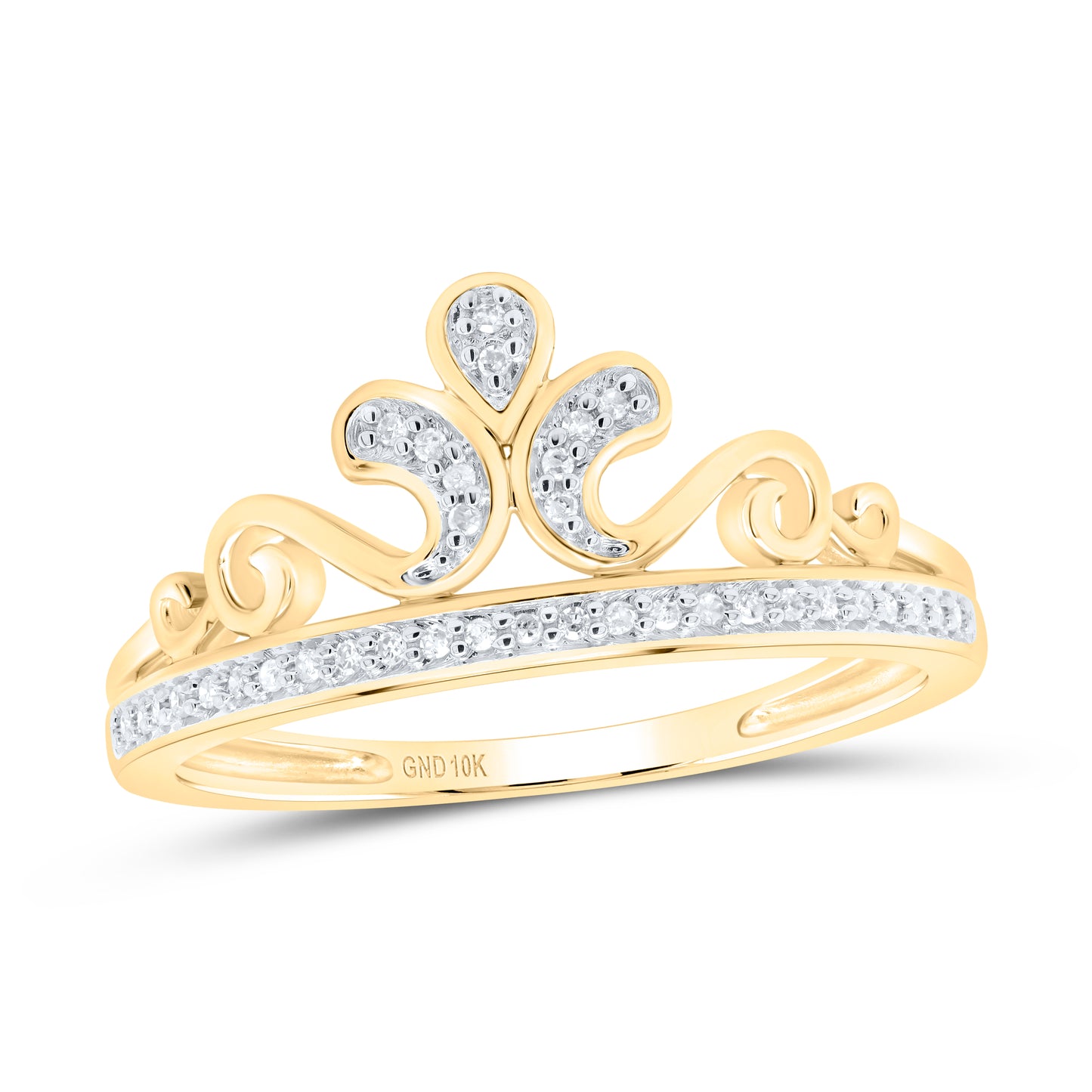 10K White Or Yellow Gold Womens Round Diamond Heart Frame Cluster Ring , Womens Size: 5-10
