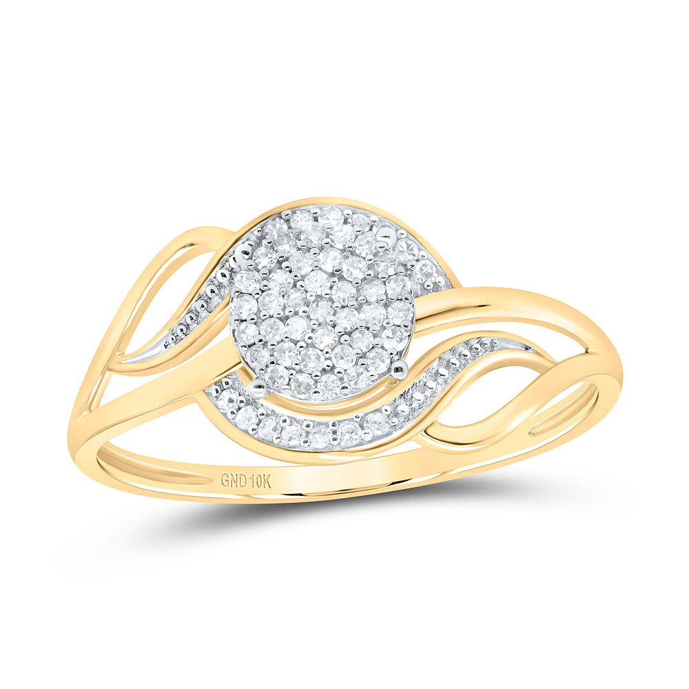 10K Yellow Gold Womens Round Dia. Cluster Ring 1/6ctw, Women's Size: 5-10