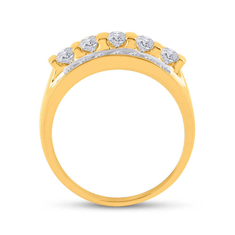 14K Yellow Gold Mens Round Diamond Wedding Channel Set Band Ring 2 Cttw, Mens Size: 7-13