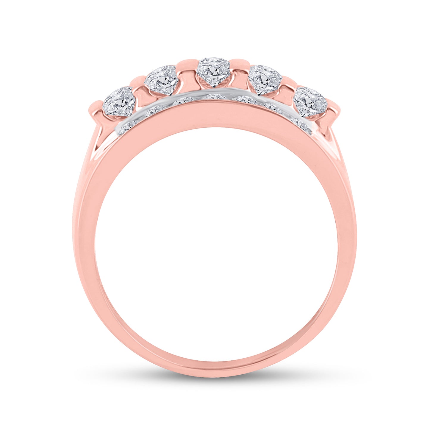 14K Rose Gold Mens Round Diamond Wedding Channel Set Band Ring 2 Cttw, Mens Size: 7-13