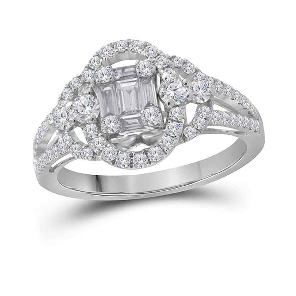 18K White Gold Baguette Diamond Square Bridal Wedding Engagement Ring 3/4 Cttw, Womens Size: 5-10