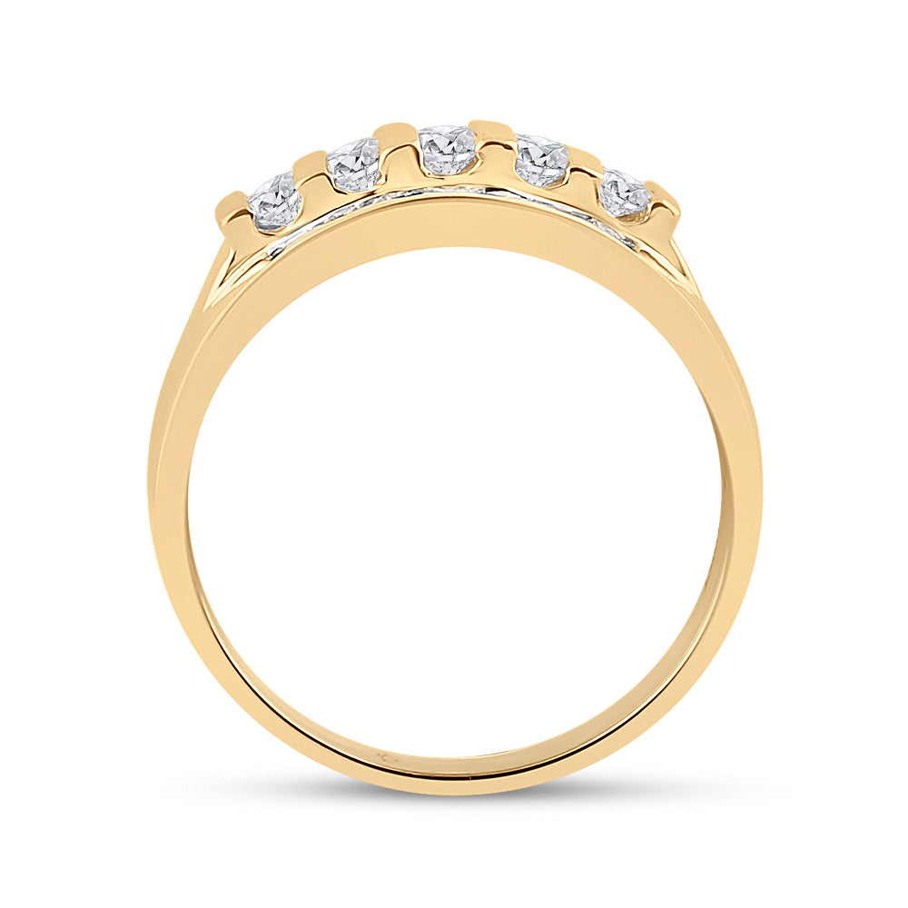 14K White Or Yellow Gold Mens Round Diamond Wedding Channel Set Band Ring , Mens Size: 7-13