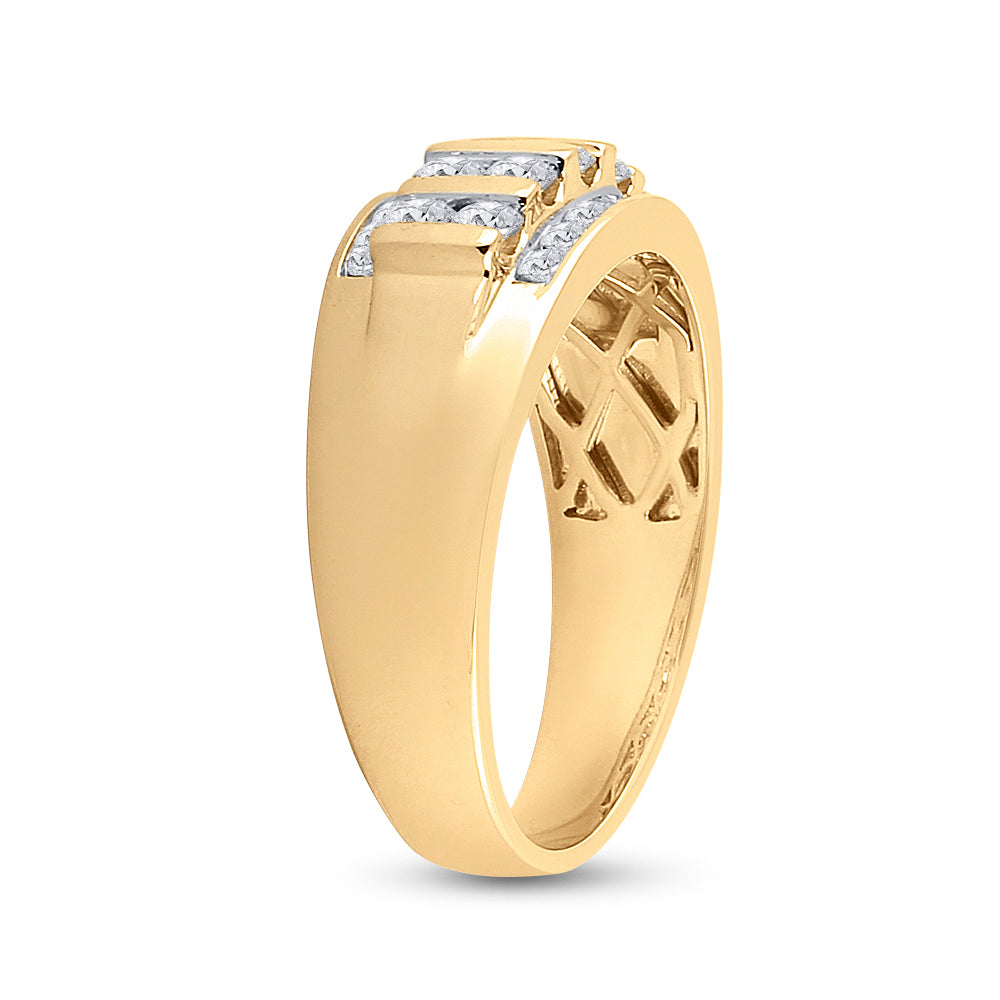 14K White Or Yellow Gold Mens Round Diamond Wedding Channel Set Band Ring , Mens Size: 7-13