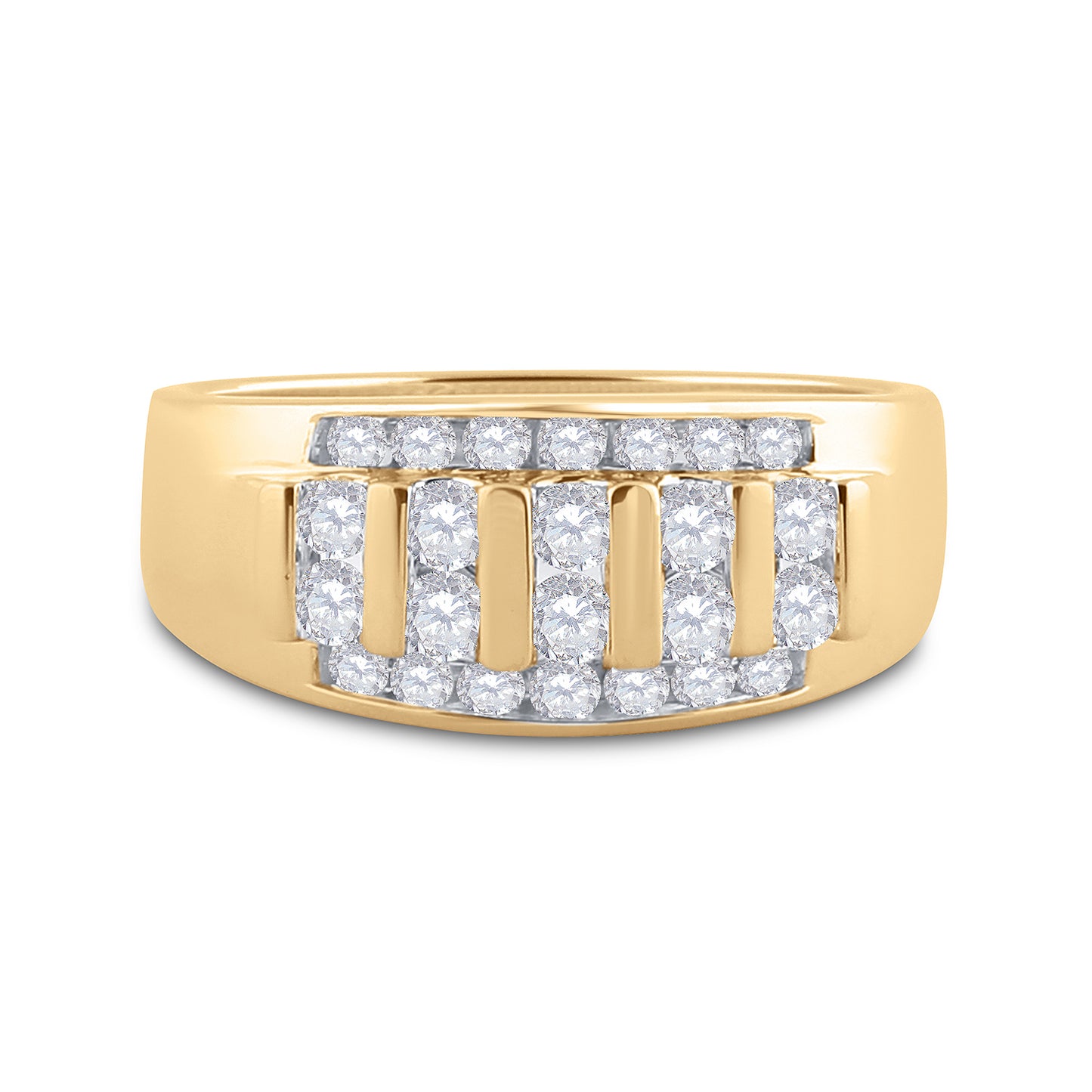 14K White Or Yellow Gold Mens Round Diamond Wedding Channel Set Band Ring , Mens Size: 7-13