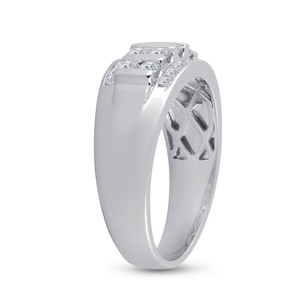 14K White Or Yellow Gold Mens Round Diamond Wedding Channel Set Band Ring , Mens Size: 7-13
