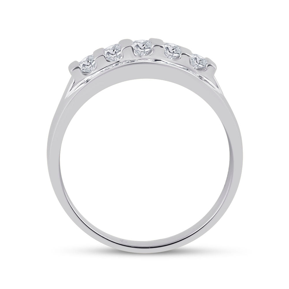 14K White Or Yellow Gold Mens Round Diamond Wedding Channel Set Band Ring , Mens Size: 7-13
