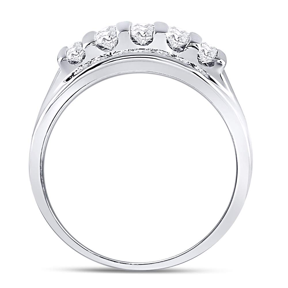 14K White Or Yellow Gold Mens Round Diamond Wedding Channel Set Band Ring , Mens Size: 7-13