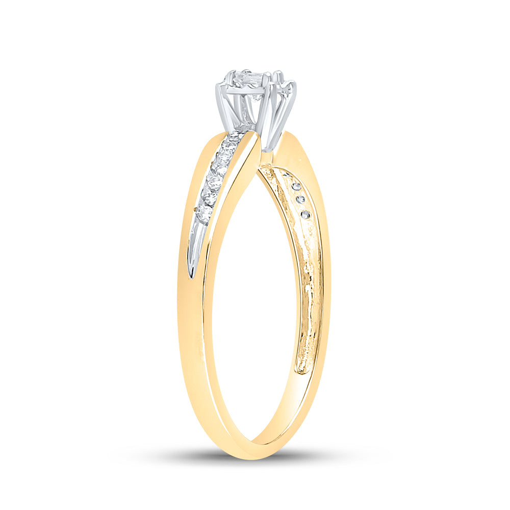 10K Yellow Gold Womens Princess Diamond Solitaire Promise Ring 1/6 Cttw, Womens Size: 5-10