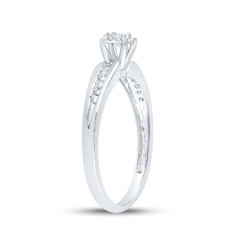 10K White Gold Womens Princess Diamond Solitaire Promise Ring 1/6 Cttw, Womens Size: 5-10